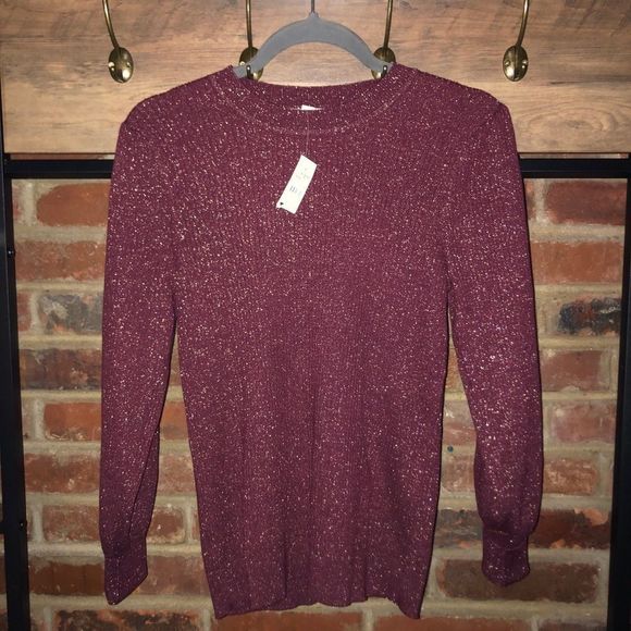 LOFT Sweaters - NWT Loft Glittery Burgundy Sweater - Sz M
